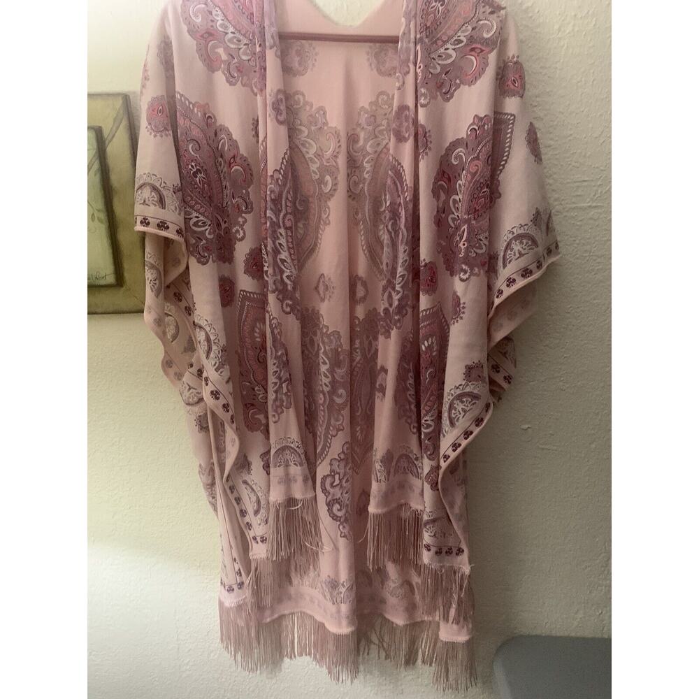 Light Pink Sheer Fringe Triangle Scarf Shawl Fairy 2x V In Back Princess